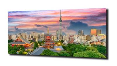 obraz na szkle, panel szklany Zielone Tokio 
