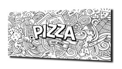 obraz na szkle Pizza jedzenie czarno- białe 