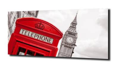 obraz na szkle Big Ben budka telefoniczna 