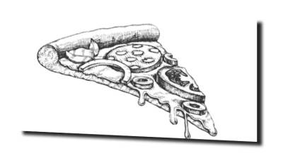 obraz na szkle Pizza kawałek czarno biały 