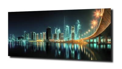obraz na szkle, panel szklany Dubaj nocą 