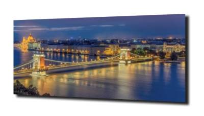 obraz na szkle Panorama na most i miasto 