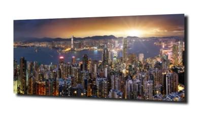obraz na szkle Zachód nad Hong Kongiem 