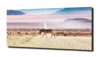 obraz na szkle Zebra na tle Sawanny 