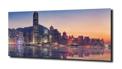 obraz na szkle Hong Kong w odbiciu  