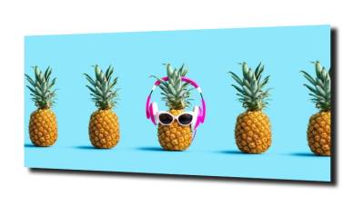 obraz na szkle Ananas muzyka owoce 