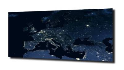 obraz na szkle Mapa światła Europa 