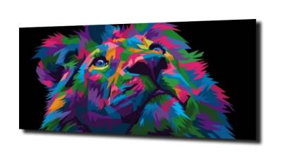 obraz na szkle Lew kot pop art. 