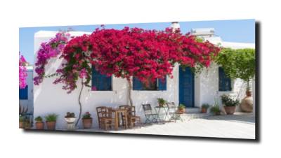 obraz na szkle Taras Santorini 