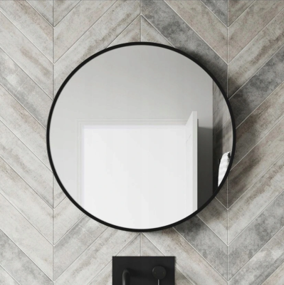 Lustro Ścienne Okrągłe w Czarnej Ramie 90cm  